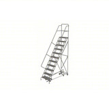 Tri-Arc KD 11 Step All DirECtion Ladder: 110 In Platform Height, 10 In Platform Deep, 24 In Platform Wide, Serrated, Gray 