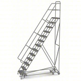 Tri-Arc KD 13 Step All DirECtion Ladder: 130 In Platform Height, 10 In Platform Deep, 24 In Platform Wide, Serrated, Gray 