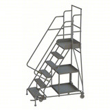 Tri-Arc KD 6 STEP Stock Picking Rolling Ladder: 60 in Platform Height, 20 in Platform Deep, 24 in Platform Wide, Serrated 