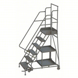 Tri-Arc KD 6 STEP Stock Picking Rolling Ladder: 60 in Platform Height, 20 in Platform Deep, 24 in Platform Wide, Perforated 
