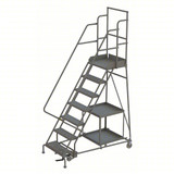 Tri-Arc KD 7 STEP Stock Picking Rolling Ladder: 70 in Platform Height, 20 in Platform Deep, 24 in Platform Wide, Serrated 