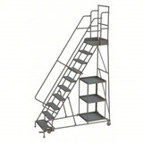 Tri-Arc KD 10 STEP Stock Picking Rolling Ladder: 100 in Platform Height, 20 in Platform Deep, 24 in Platform Wide, Serrated 