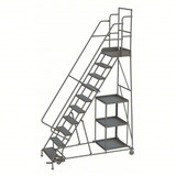 Tri-Arc KD 10 STEP Stock Picking Rolling Ladder: 100 in Platform Height, 20 in Platform Deep, 24 in Platform Wide, Perforated 