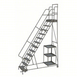 Tri-Arc KD 12 STEP Stock Picking Rolling Ladder: 120 in Platform Height, 20 in Platform Deep, 24 in Platform Wide, Perforated 