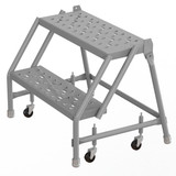 Tri-Arc KD 2 Step Steel Rolling Ladder Perforated 24 