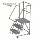 KD 3 Step Steel Rolling Ladder: 30 In Platform Height, 30 In Platform Deep, 24 In Platform Wide, Perforated, 30 In Bottom Wide