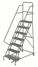 KD 6 Step Steel Rolling Ladder: 60 In Platform Height, 10 In Platform Deep, 16 In Platform Wide, Perforated, 27 In Bottom Wide