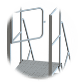 Tri-Arc KD 7 Step Steel Ladder Perf 30" With Deep Top Step, Rear Exit Gate 
