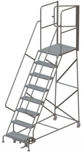 Tri-Arc KD 7 Step Steel Ladder Perf 30" With Deep Top Step, Rear Exit Gate 
