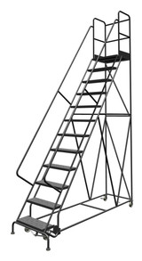 KD 12 Step Steel Ladder Perf 24 Wide HR With 30" With Deep Top Step Step