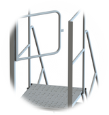 Tri-Arc KD 13 Step Steel Rolling Ladder: 130 In Platform Height, 30 In Platform Deep, 24 In Platform Wide, Serrated, 40 In Bottom Wide 