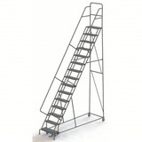 Tri-Arc KD 15 Step Steel Rolling Ladder: 150 In Platform Height, 10 In Platform Deep, 24 In Platform Wide, Serrated, 40 In Bottom Wide 