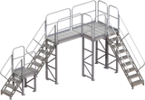  Tri-Arc Platform Handrail: 42 In Overall Height, 60 In Overall Lg, Aluminum, 500 Lb Load Capacity 