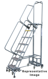 Ballymore Safety Products All Direction Ladder: 100 in Platform Ht, 14 in Platform Dp, 16 in Platform Wd, Abrasive Mat, Gray 