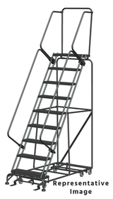 Ballymore Safety Products All Direction Ladders, All Directional, 9 Step, 32 In Wide Base, 28 in Deep Top Step, Serrated Tread 
