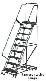 Ballymore Safety Products All Direction Ladders, All Directional, 9 Step, 32 In Wide Base, 28 in Deep Top Step, Expanded Metal Tread, Setup 