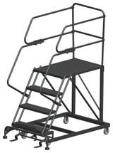 Ballymore Safety Products Single Entry Work Platforms, 4 Step, 38" Wide Base, 36" Deep Platform, Serrated Tread 
