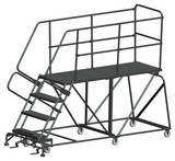 Ballymore Safety Products Single Entry Work Platforms, 4 Step, 38 In Wide Base, 72 in Deep Platform, Serrated Tread 
