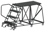 Ballymore Safety Products Single Entry Work Platforms, 4 Step, No Rails, 38" Wide Base, 48" Deep Platform, Serrated Tread 