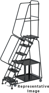 Ballymore Safety Products Stock Picking Ladders, 7 Step, 32 in Wide Base, 21 in Deep Top Step, Expanded Metal Tread, Setup 