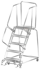 Ballymore Safety Products Stainless Steel Ladders, 5 Step, 32 In Wide Base, 21 in Deep Top Step, Perforated Tread 
