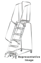 Ballymore Safety Products Stainless Steel Ladders, 6 Step, 24" Wide Base, 21" Deep Top Step, Serrated Tread 
