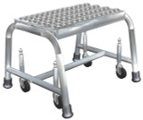 Ballymore Safety Products Stainless Steel Ladders, 1 Step, 18 in Wide Base, 10 in Deep Top Step, Serrated Tread, Setup 