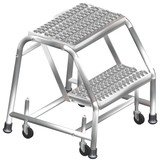 Ballymore Safety Products Stainless Steel Ladders, 2 Step, 20" Wide Base, 10" Deep Top Step, Serrated Tread 