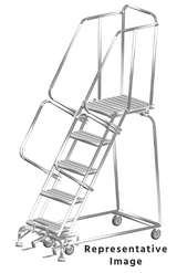 Ballymore Safety Products Stainless Steel Ladders, 6 Step, 30" Wide Base, 21" Deep Top Step, Perforated Tread, Setup 