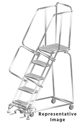 Ballymore Safety Products Stainless Steel Ladders, 6 Step, 30" Wide Base, 28" Deep Top Step, Perforated Tread, Setup 