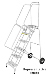 Ballymore Safety Products Stainless Steel Fold and Store Ladder, 5 Step, 30" Wide Base, 14" Deep Top Step, Serrated Tread 