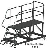 Ballymore Safety Products 50 Degree Single Entry Platforms - With Handrails, 50° Incline, 3 Step, 33 In Wide Base, 60 in Deep Top Step, Serrated Tread 