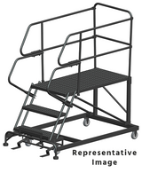 Ballymore Safety Products 50 Degree Single Entry Platforms - With Handrails, 50° Incline, 3 Step, 38 In Wide Base, 48 in Deep Top Step, Serrated Tread 