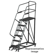 Ballymore Safety Products 50 Degree Single Entry Platforms - With Handrails, 50° Incline, 6 Step, 33 In Wide Base, 36 in Deep Top Step, Serrated Tread 