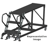 Ballymore Safety Products 50 Degree Single Entry Platforms - Without Handrails, 50° Incline, 3 Step, 38 In Wide Base, 36 in Deep Top Step, Serrated Tread 