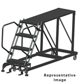 Ballymore Safety Products 50 Degree Single Entry Platforms - Without Handrails, 50° Incline, 4 Step, 33 In Wide Base, 72 in Deep Top Step, Serrated Tread 