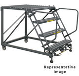 Ballymore Safety Products 50 Degree Single Entry Platforms - Without Handrails, 50° Incline, 4 Step, 38 In Wide Base, 60 in Deep Top Step, Serrated Tread 