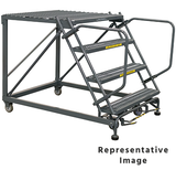 Ballymore Safety Products 50 Degree Single Entry Platforms - Without Handrails, 50° Incline, 4 Step, 38 In Wide Base, 72 in Deep Top Step, Serrated Tread 