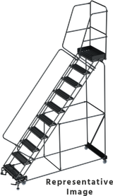 Ballymore Safety Products 50 Degree Slope Walk Down Ladders, 10 Step, 32 In Wide Base, 14 in Deep Top Step, Abrasive Mat Tread, Setup 