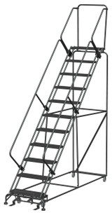 Ballymore Safety Products 50 Degree Slope Walk Down Ladders, 11 Step, 32 In Wide Base, 14 in Deep Top Step, Serrated Tread, Setup 