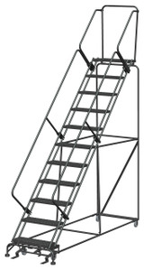Ballymore Safety Products 50 Degree Slope Walk Down Ladders, 11 Step, 32 In Wide Base, 14 in Deep Top Step, Expanded Metal Tread, Setup 