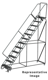 Ballymore Safety Products 50 Degree Slope Walk Down Ladders, 12 Step, 32 In Wide Base, 28 in Deep Top Step, Perforated Tread 