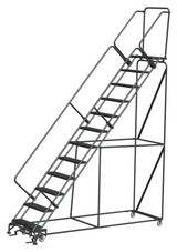 Ballymore Safety Products 50 Degree Slope Walk Down Ladders, 12 Step, 32 In Wide Base, 14 in Deep Top Step, Perforated Tread, Setup 