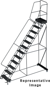 Ballymore Safety Products 50 Degree Slope Walk Down Ladders, 12 Step, 32 In Wide Base, 14 in Deep Top Step, Abrasive Mat Tread 