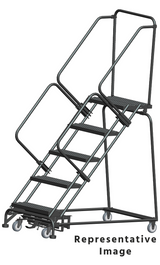 Ballymore Safety Products 50 Degree Slope Walk Down Ladders, 5 Step, 24 In Wide Base, 28 in Deep Top Step, Perforated Tread 