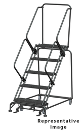 Ballymore Safety Products 50 Degree Slope Walk Down Ladders, 5 Step, 24 In Wide Base, 14 in Deep Top Step, Abrasive Mat Tread 