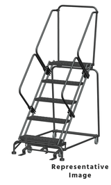 Ballymore Safety Products 50 Degree Slope Walk Down Ladders, 5 Step, 32 In Wide Base, 28 in Deep Top Step, Expanded Metal Tread 