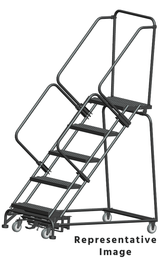 Ballymore Safety Products 50 Degree Slope Walk Down Ladders, 6 Step, 32 In Wide Base, 28 in Deep Top Step, Serrated Tread, Setup 