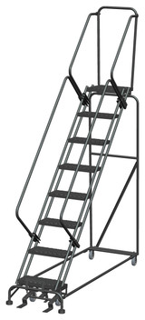 Ballymore Safety Products 50 Degree Slope Walk Down Ladders, 8 Step, 24 In Wide Base, 14 in Deep Top Step, Expanded Metal Tread, Setup 