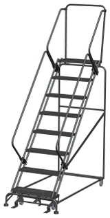Ballymore Safety Products 50 Degree Slope Walk Down Ladders, 8 Step, 32 In Wide Base, 14 in Deep Top Step, Serrated Tread 